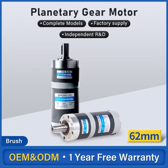 Motor elétrico de janelas e portas com escova DC de alta velocidade de 62 mm